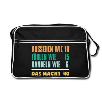 Drôle 40e anniversaire cadeau chemise d’anniversaire - Sac Retro - noir/blanc - Devant