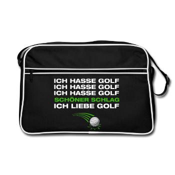 Ich liebe Golf Golfer Golfen - Retro Tasche - Schwarz/Weiß - Vorne