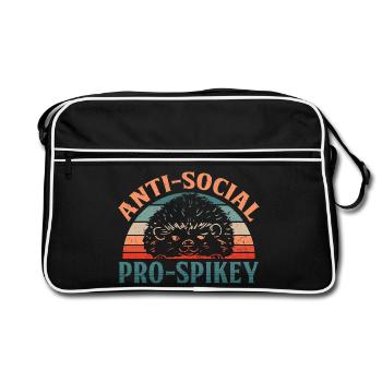 Igel Tag Hedgehog Day - Retro Tasche - Schwarz/Weiß - Vorne
