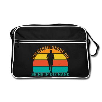 Laufen Nehme Gerne Hände in die Hand Läufer - Retro Tasche - Schwarz/Weiß - Vorne
