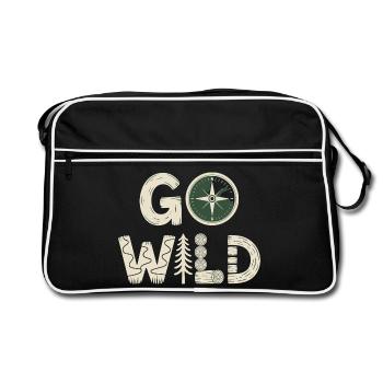 Go Wild Compass Forest Nature Camping Hiking - Retro Bag - black/white - Front