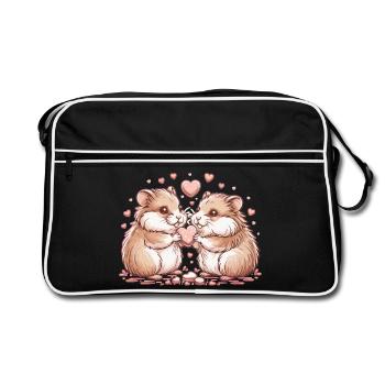 Duo de Hamsters au Cœur Câlin - Sac Retro - noir/blanc - Devant