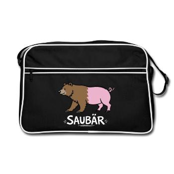 Cochon Ours – Jeu de mots drôles Conception animale - Sac Retro - noir/blanc - Devant
