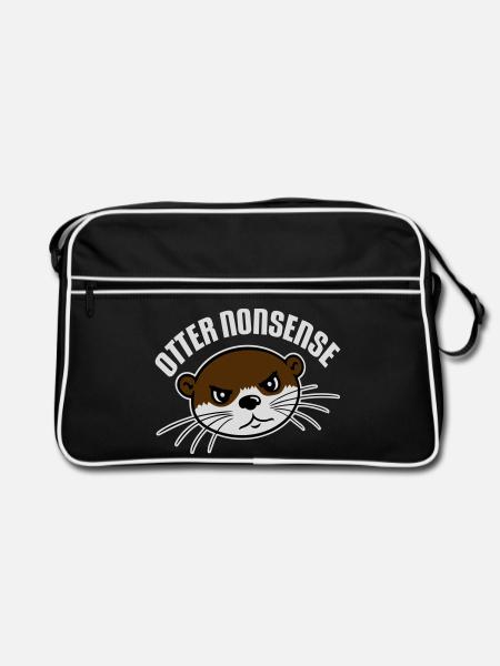 Otter Nonsense Lustig Wortspiel Otter Liebe Spruch - Retro Tasche - Schwarz/Weiß - Vorne