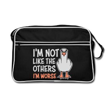 Middle Finger Seagull In Not Like The Others I'm Worse - Retro Bag - black/white - Front
