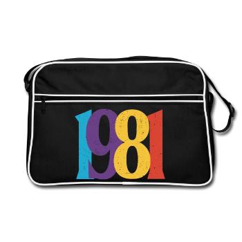 Geboren 1981 Geburtstagsgeschenk Geburtstag 81 - Retro Tasche - Schwarz/Weiß - Vorne