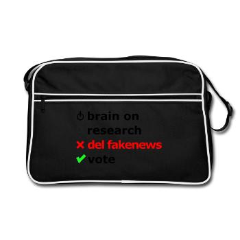 Für alle Wahlen, Gehirn einschalten, Nachforschen. - Retro Tasche - Schwarz/Weiß - Vorne