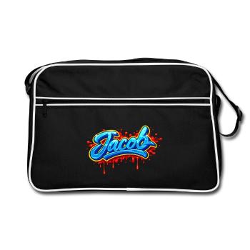 GRAFFITI NAME JACOB  FOR  PERFECT GIFT PRINTABLE  - Sac Retro - noir/blanc - Devant