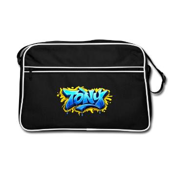 GRAFFITI NAME TONY  FOR  PERFECT GIFT PRINTABLE  - Sac Retro - noir/blanc - Devant