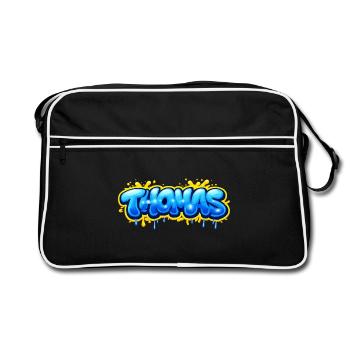 THOMAS GRAFFITI NAME FOR PERFECT GIFT PRINTABLE on - Sac Retro - noir/blanc - Devant