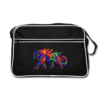 Regenbogen-Brennende Panther - Retro Tasche - Schwarz/Weiß - Vorne