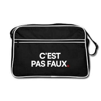 C’EST PAS FAUX | Expression humour minimal - Sac Retro - noir/blanc - Devant
