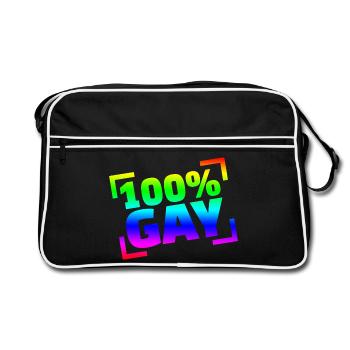 100 Gay / CSD - Retro Tasche - Schwarz/Weiß - Vorne