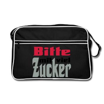 Bitte viel Zucker - Retro Tasche - Schwarz/Weiß - Vorne