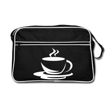 café café icône café illustration tasse - Sac Retro - noir/blanc - Devant