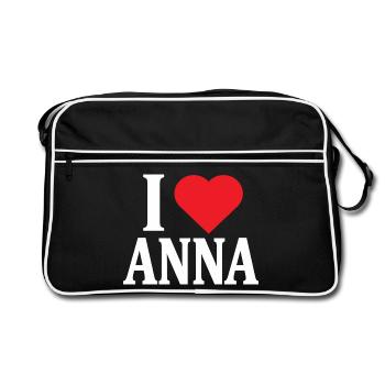 t-shirt I love Anna t-shirt gift idea - Retro Bag - black/white - Front
