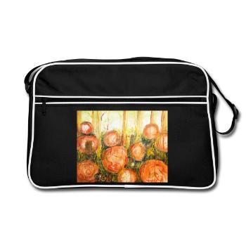 Abstrakte Baumstämme im Farbenspiel - Retro Tasche - Schwarz/Weiß - Vorne