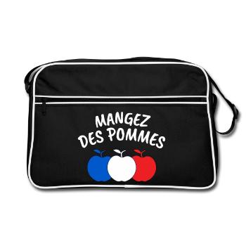 mangez des pommes, pomme - Sac Retro - noir/blanc - Devant