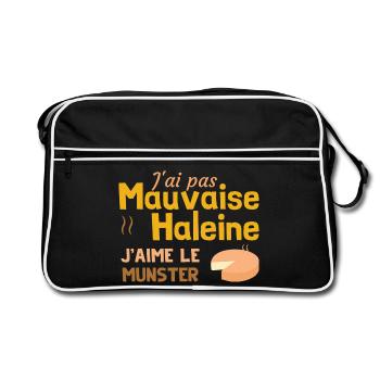Ich habe keinen Mundgeruch, ich mag Munster - Retro Tasche - Schwarz/Weiß - Vorne