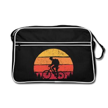 Twin Cyclist Sunset Silhouette - Retro Bag - black/white - Front