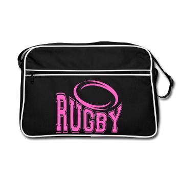 Women's Rugby - Women's Rugby Fans T-Shirt - Retro Bag - black/white - Front