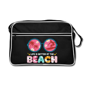 vacances d'été, summer, hello summer - Sac Retro - noir/blanc - Devant