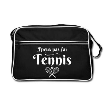 tennis, fan de tennis, raquette de tennis - Sac Retro - noir/blanc - Devant
