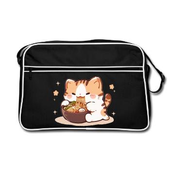Mème de chat mangeant des spaghettis - Sac Retro - noir/blanc - Devant