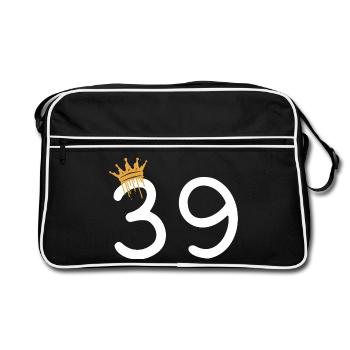 Numéro royal 39 avec couronne en or - Sac Retro - noir/blanc - Devant