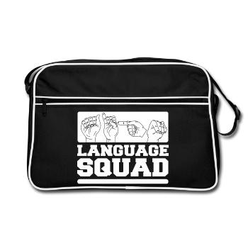 Interprète en langue des signes ASL - Sac Retro - noir/blanc - Devant
