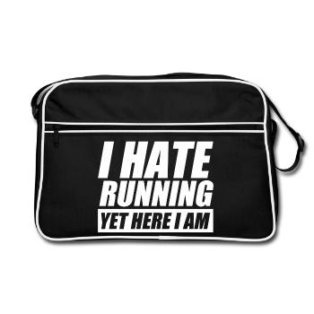 I hate running funny running jogging runner - Retro Bag - black/white - Front