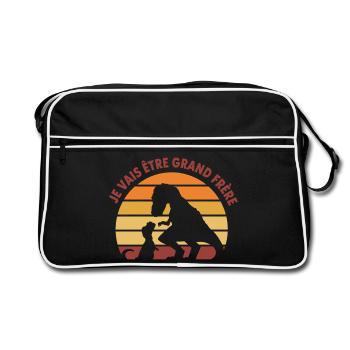 Je vais être grand frère Annonce grossesse humour - Sac Retro - noir/blanc - Devant