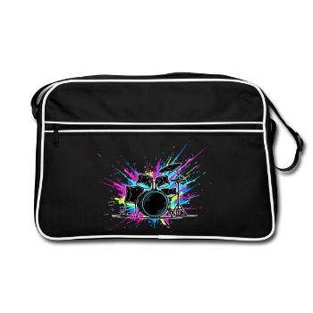 Schlagzeug Schlagzeug Schlagzeug - Retro Tasche - Schwarz/Weiß - Vorne