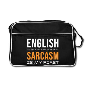 Sarcasm First, English Second - Retro Bag - black/white - Front