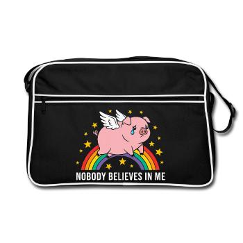 Cochon triste sur arc-en-ciel - Sac Retro - noir/blanc - Devant