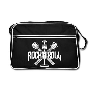 Logo Rock 'n' Roll avec guitares et microphone - Sac Retro - noir/blanc - Devant
