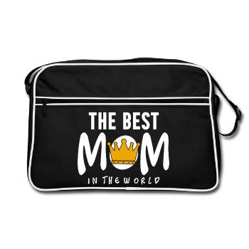 The Best Mom In The World Royal Crown Queen Art - Retro Bag - black/white - Front