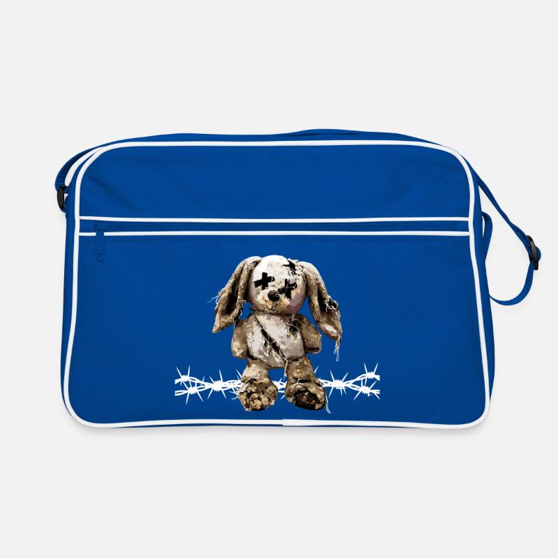 Dark Ästhetik Stoffhase Kuscheltier Stacheldraht Retro Tasche