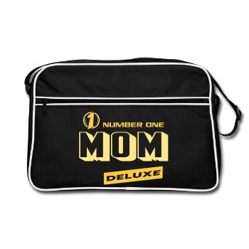 Mom Mama Number One Deluxe Bester Familie Mama - Retro Tasche - Schwarz/Weiß - Vorne