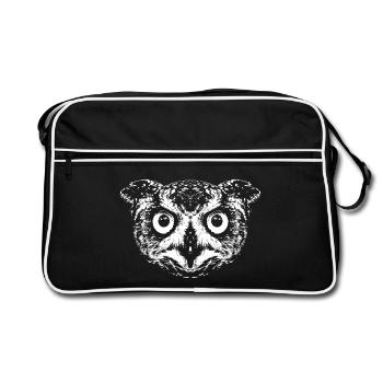 Hibou / Hibou grand-duc / Hibou - Sac Retro - noir/blanc - Devant