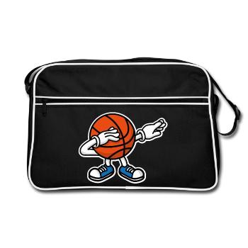 Dab dabbing basketball ball﻿ - Retro Bag - black/white - Front