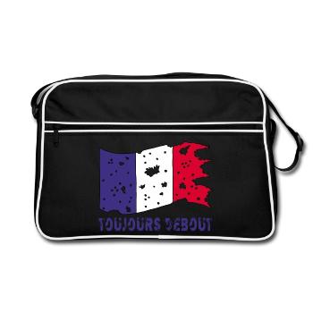 Drapeau français déchiré mais toujours debout ! - Sac Retro - noir/blanc - Devant