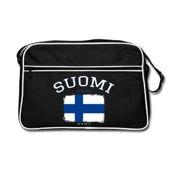 Drapeau de la Finlande avec référence à Helsinki - Sac Retro - noir/blanc - Devant