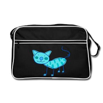 Doux chat de chat d’enfants en couleur - Sac Retro - noir/blanc - Devant