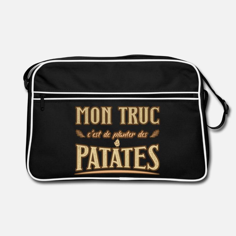 Mon truc c'est de planter des patates humour - Sac Retro - noir/blanc