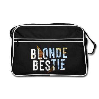 Blonde Bestie für heiße Blondinen - Retro Tasche - Schwarz/Weiß - Vorne