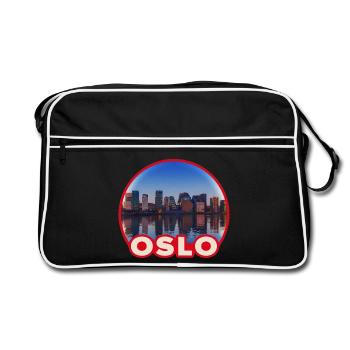 Oslo Skyline Round Logo - Retro Bag - black/white - Front