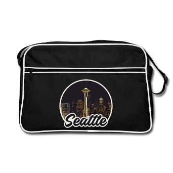 Aiguille spatiale du logo de la Skyline de la Nuit de Seattle - Sac Retro - noir/blanc - Devant