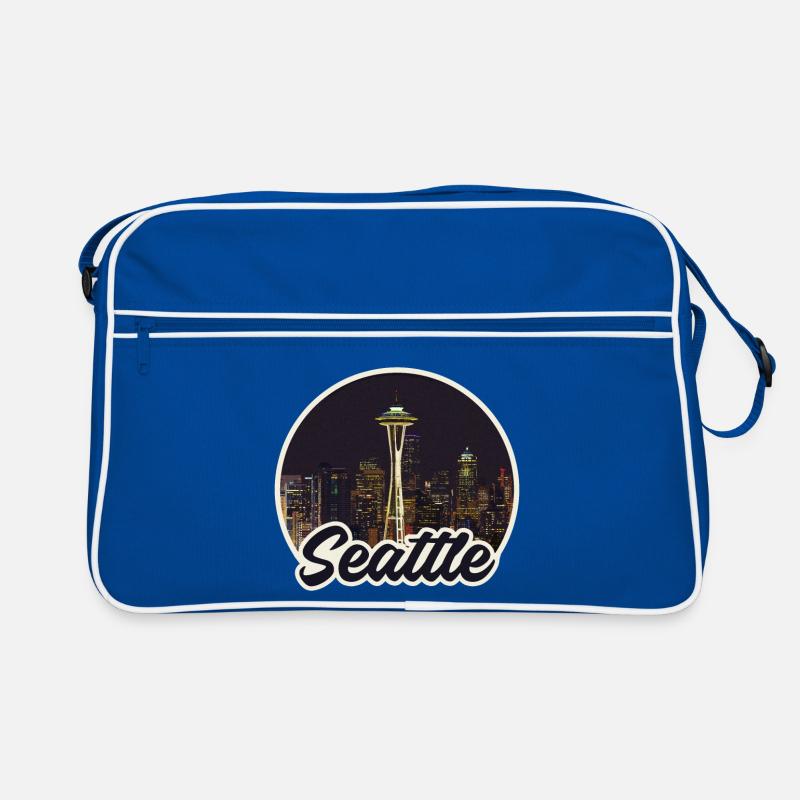 Seattle Skyline Night Logo Space Needle Retro Bag