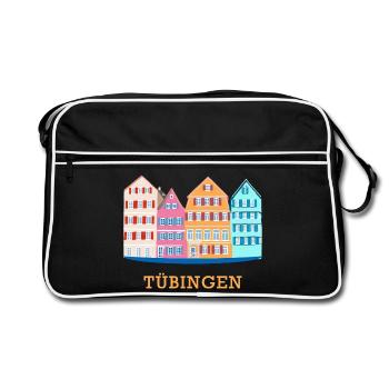 Tübingen, Neckar view, drawing, Germany - Retro Bag - black/white - Front